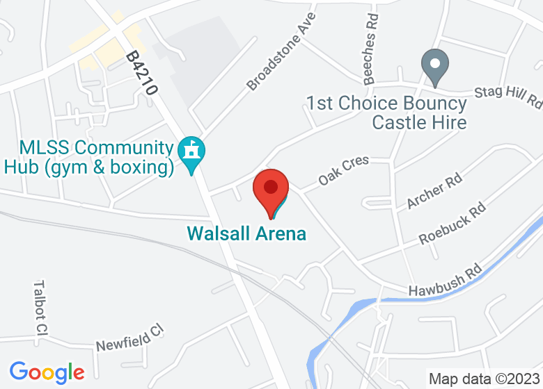 Karta som visar läget för Walsall Arena