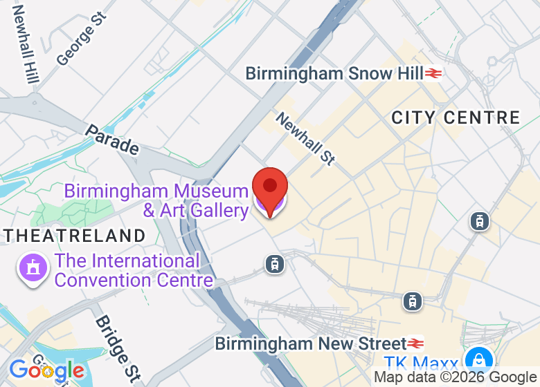 Map showing location of Birmingham Museum & Art Gallery