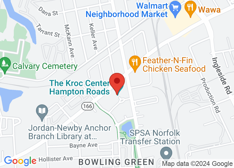 Map showing location of The Kroc Center Hampton Roads