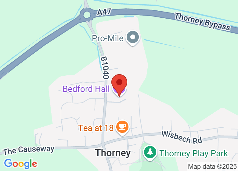 Map showing location of Bedford Hall