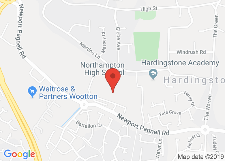 Map showing location of Northampton High School