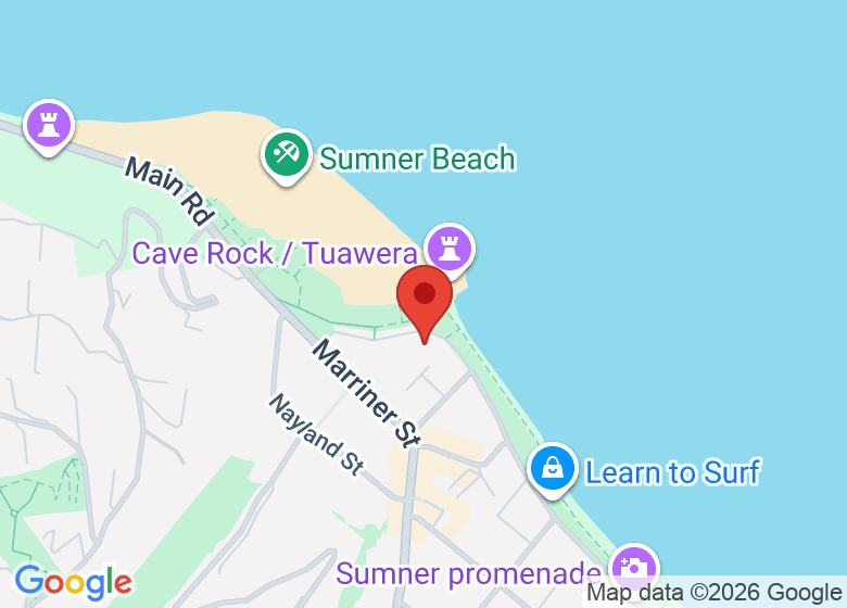 Map showing location of Stoked Surf School