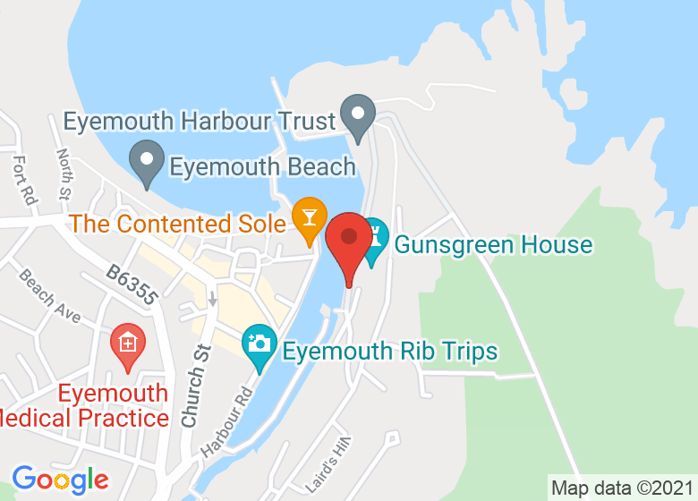 Map showing location of RNLI Eyemouth Lifeboat Station