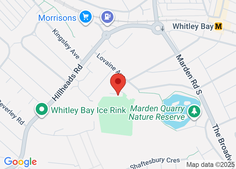 Map showing location of Whitley Bay Rockcliff RFC