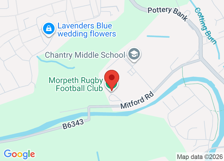 Map showing location of Morpeth Rugby Football Club