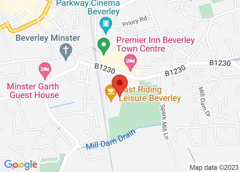 Map showing location of Beverley Leisure Centre