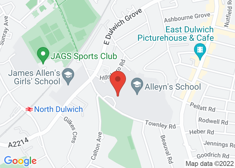 Map showing location of Alleyn's School