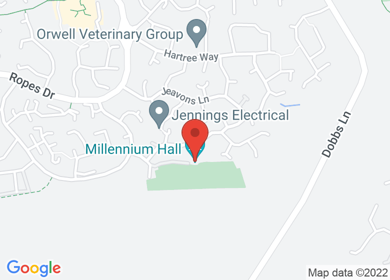 Map showing location of Millennium Hall
