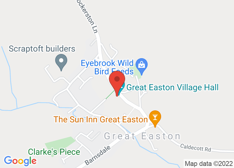 Map showing location of Great Easton Village Hall