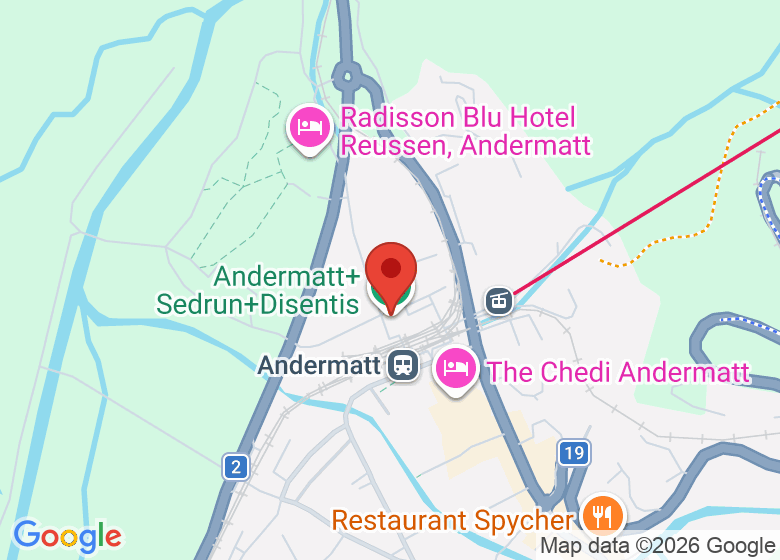Map showing location of Andermatt-Sedrun-Disentis