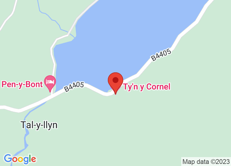 Map showing location of Ty'n y Cornel Hotel