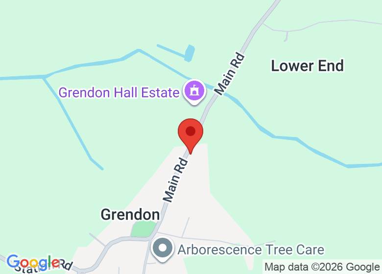 Map showing location of Grendon Village Hall