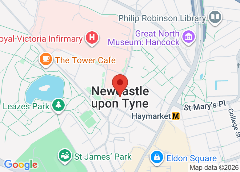 Kart som viser plasseringen av Newcastle