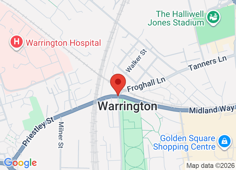 Map showing location of Warrington
