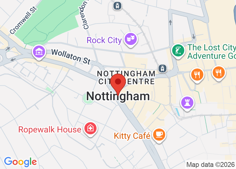 Carte montrant l'emplacement de Nottingham