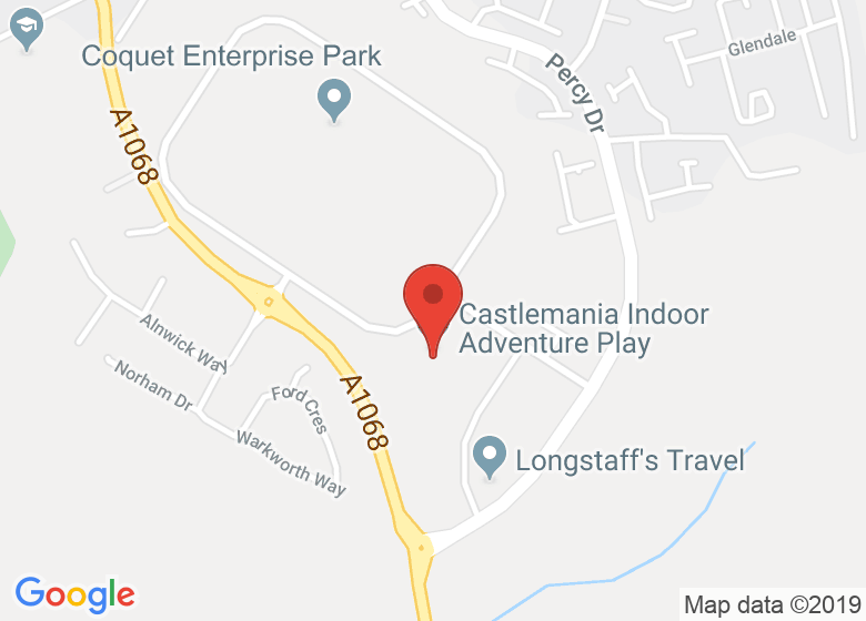 Map showing location of Castlemania Indoor Adventure Play
