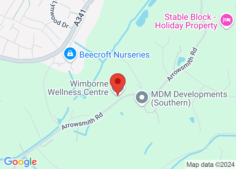Map showing location of Wimborne Wellness Centre