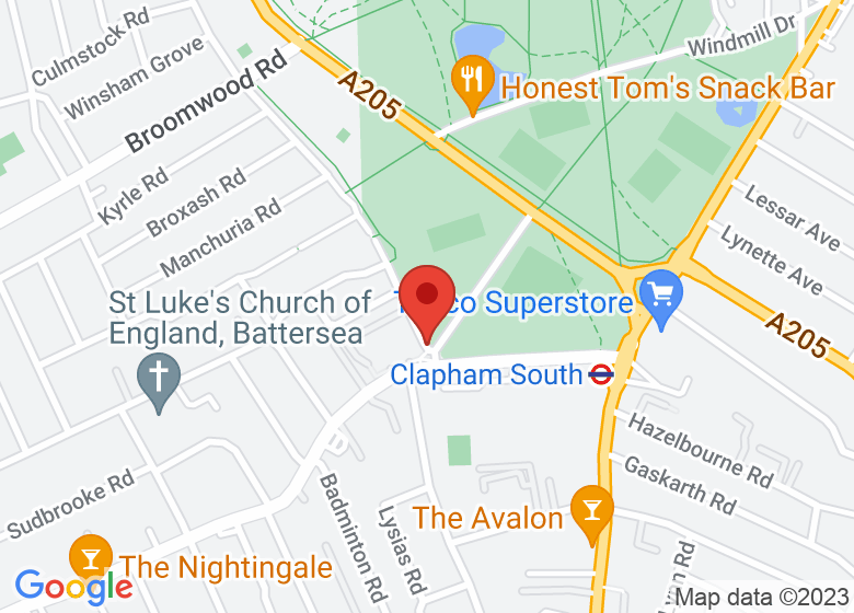 Map showing location of Clapham Common Cricket Nets