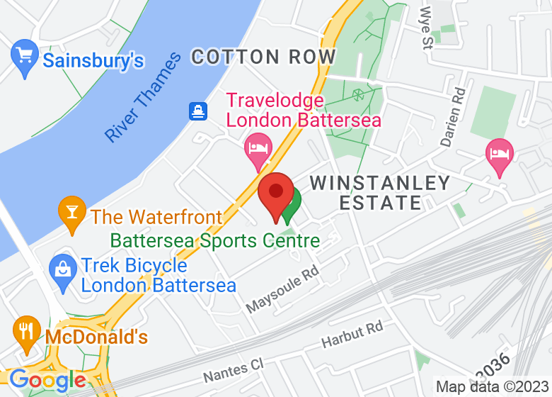 Map showing location of Battersea Sports Centre