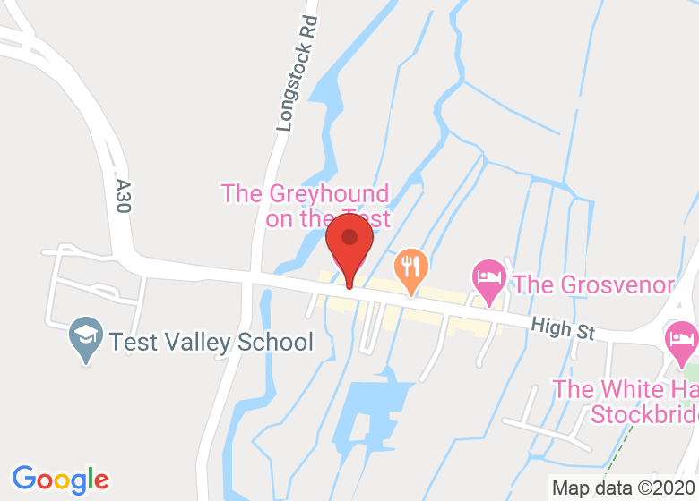 Map showing location of The Greyhound on the Test