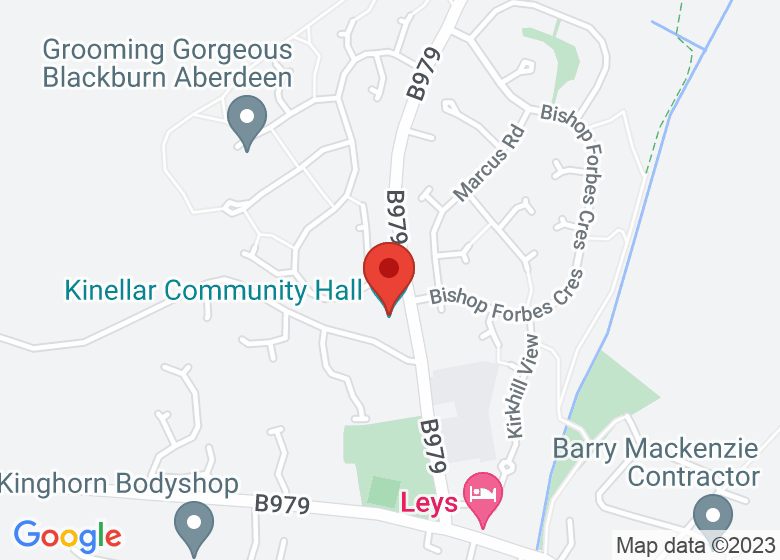 Map showing location of Kinellar Community Hall