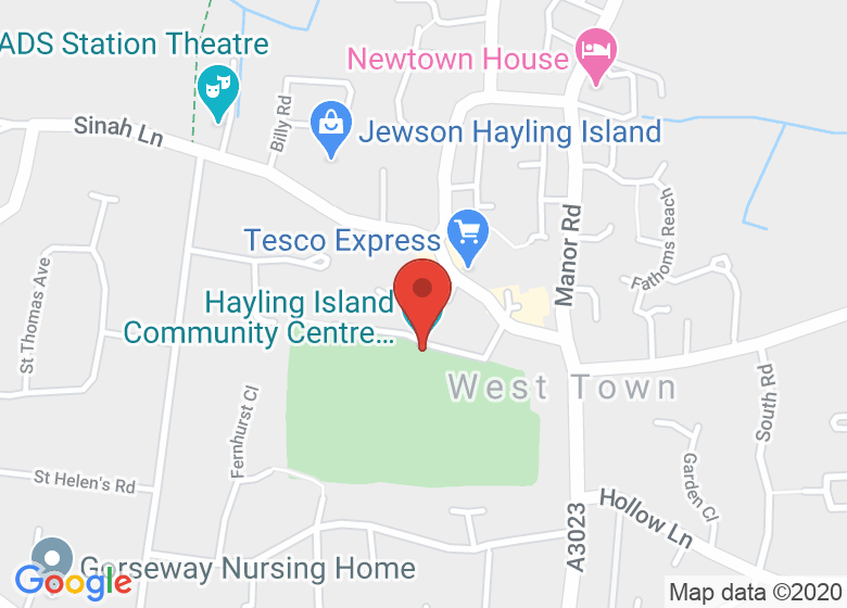 Map showing location of Hayling Island Community Centre 