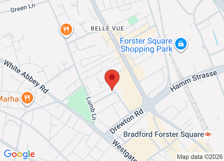 Map showing location of Bradford Deaf Community Association