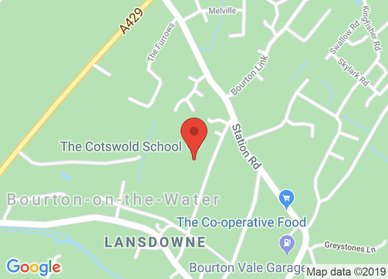 Map showing location of The Cotswold School