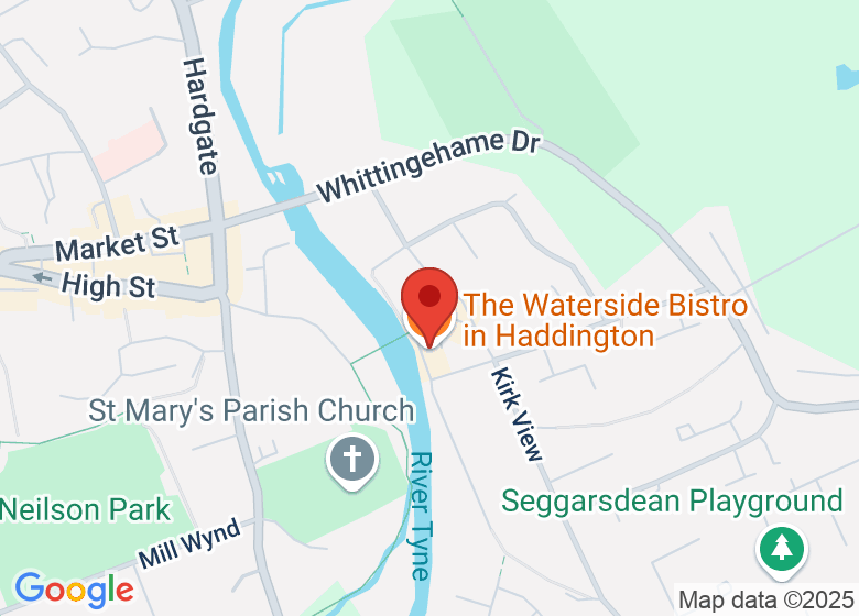 Map showing location of The Waterside Bistro in Haddington