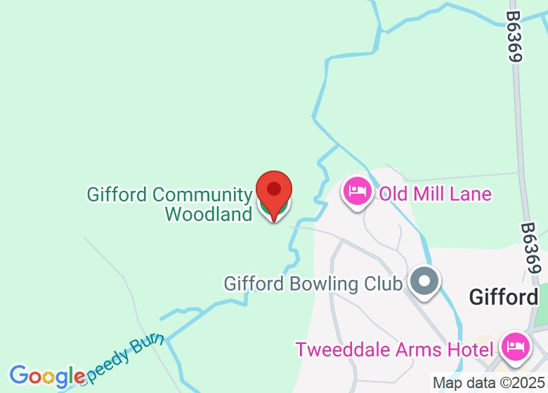Map showing location of Gifford Community Woodland