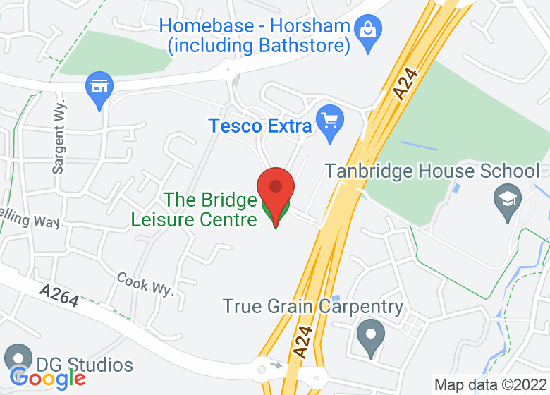 Map showing location of The Bridge Leisure Centre