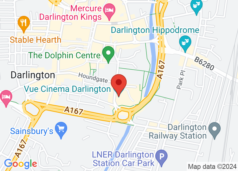 Map showing location of Vue Cinema Darlington