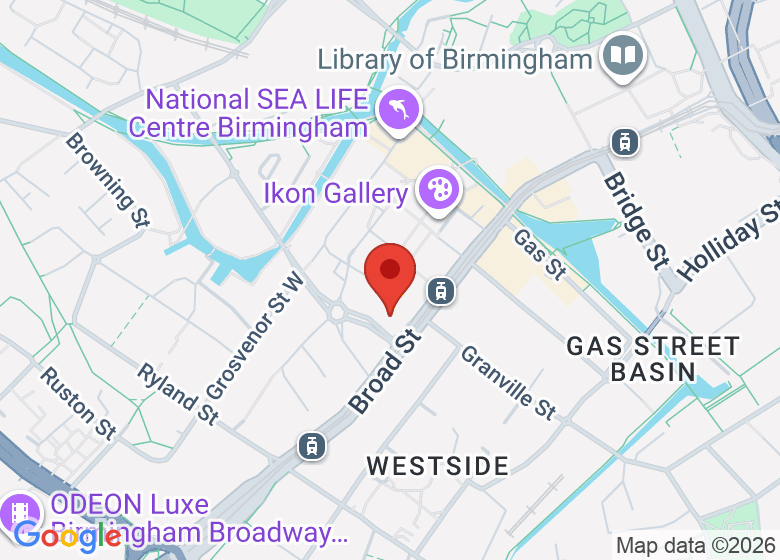 Map showing location of Novotel Birmingham Centre