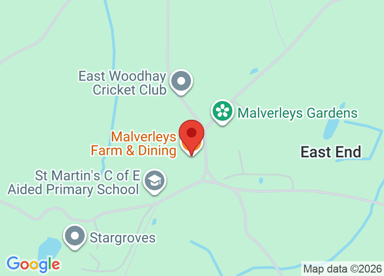 Map showing location of Malverleys Farm & Dining