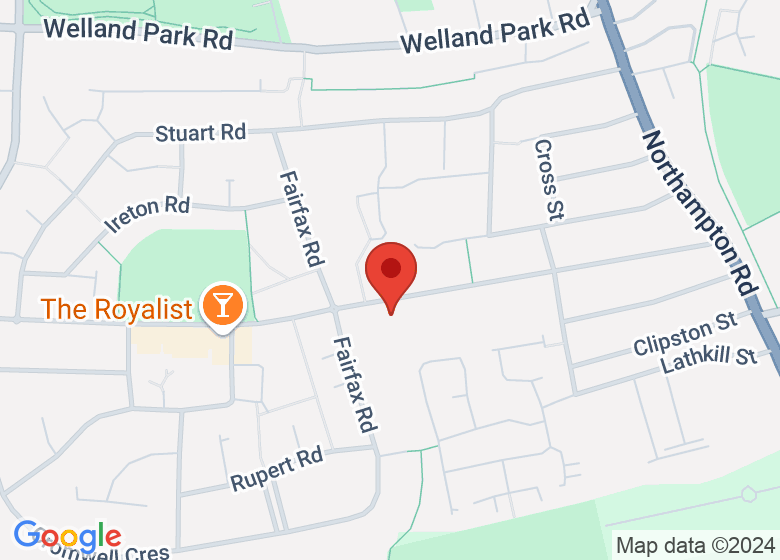 Map showing location of Harborough Community Church