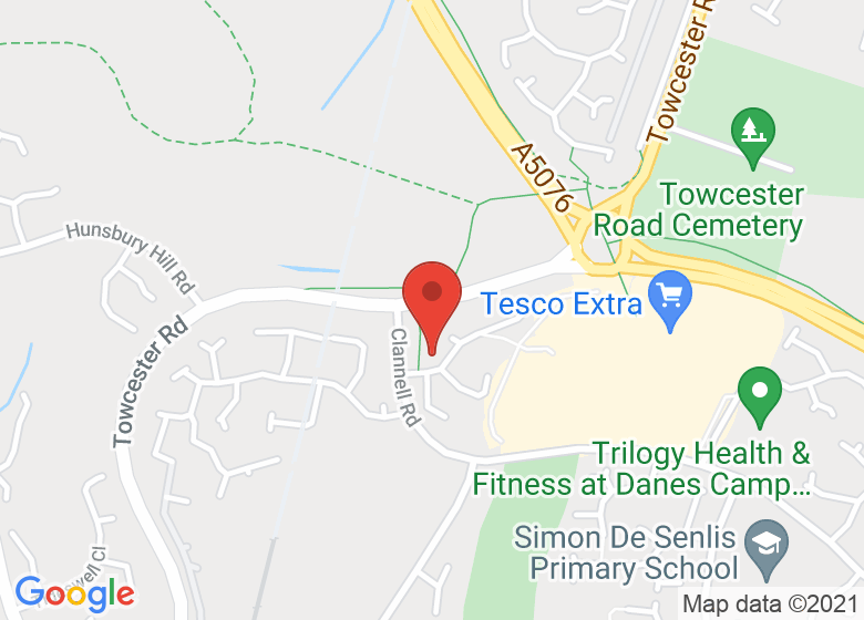 Map showing location of H&B at The Maple Tree Osteopath Clinic Northampton