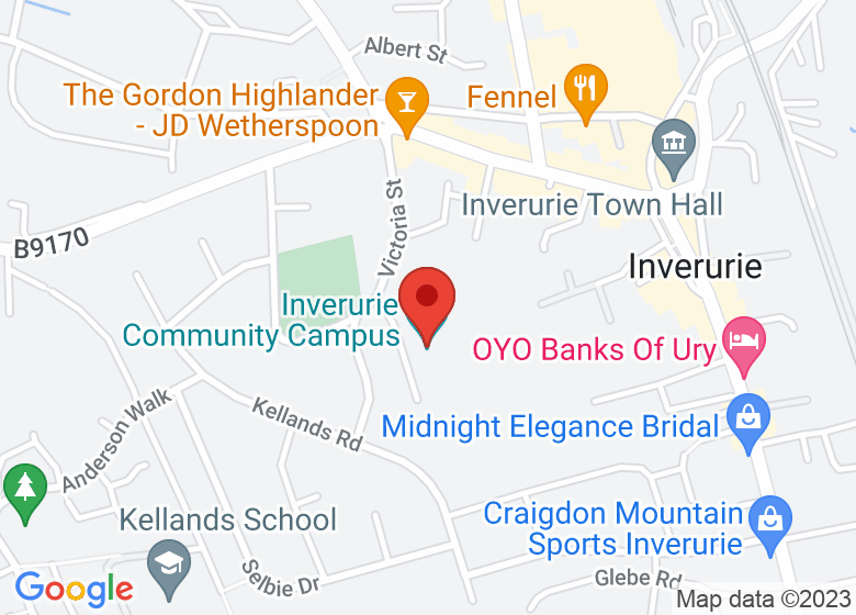Map showing location of Inverurie Community Campus