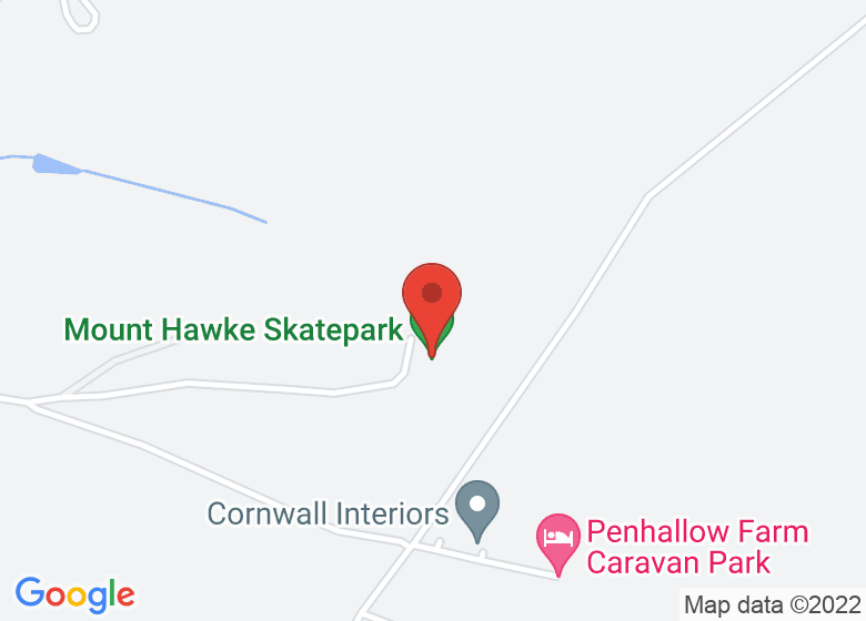 Map showing location of Mount Hawke Skatepark