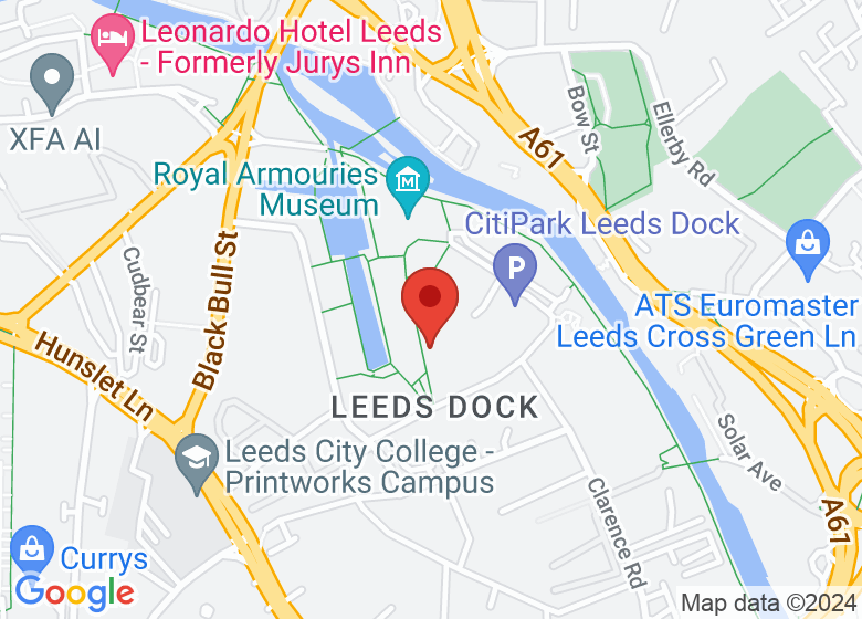 Map showing location of Fearns Leeds Dock