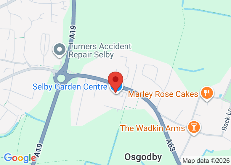 Map showing location of Selby Garden Centre