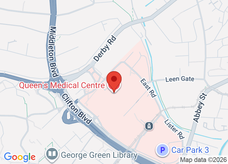 Map showing location of Queen's Medical Centre, Staff wellbeing room, D floort