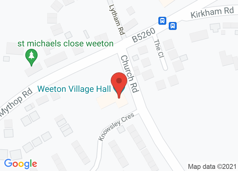 Map showing location of Weeton Village Hall