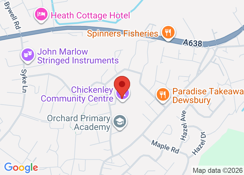 Map showing location of Chickenley Community Centre