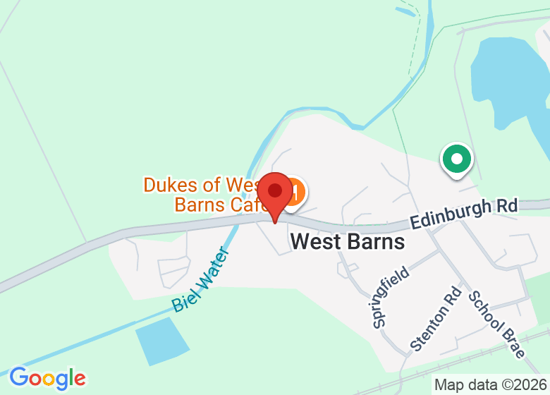 Map showing location of West Barns Village Hall