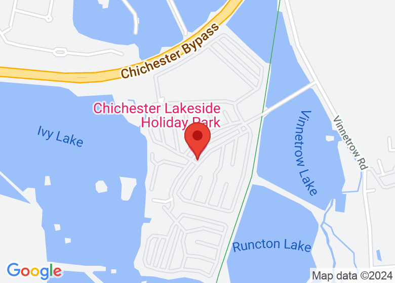 Map showing location of Chichester Lakeside Holiday Park