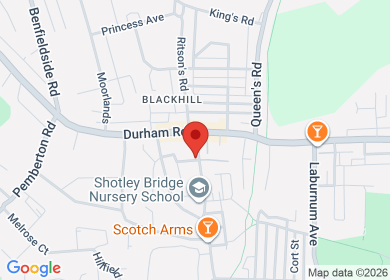 Map showing location of Derwentside Yoga