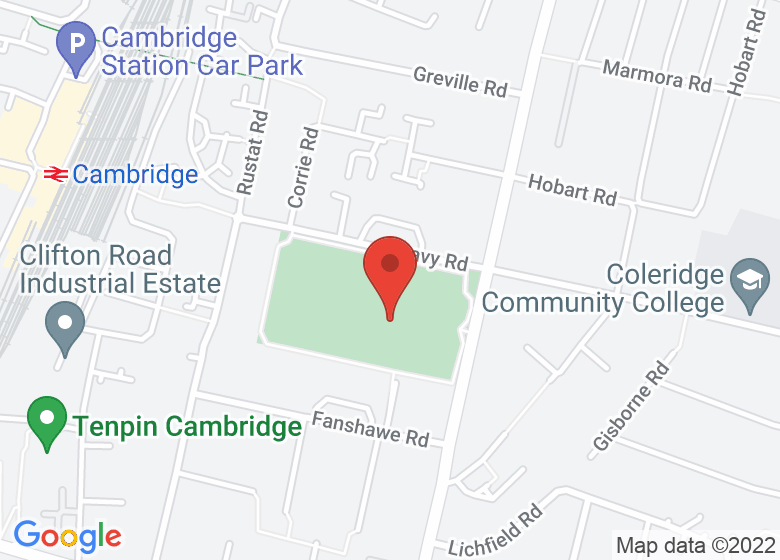 Map showing location of Coleridge Recreation Ground