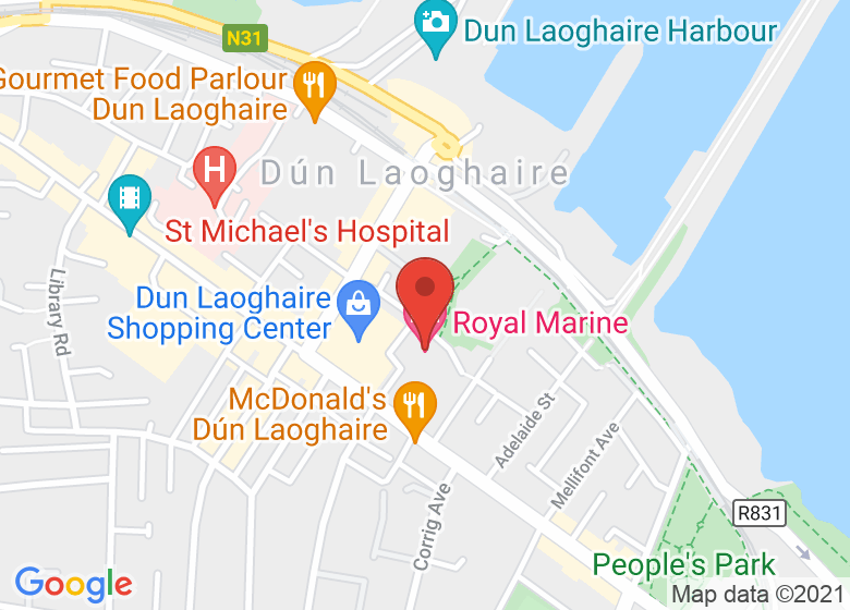 Map showing location of Royal Marine Hotel, 