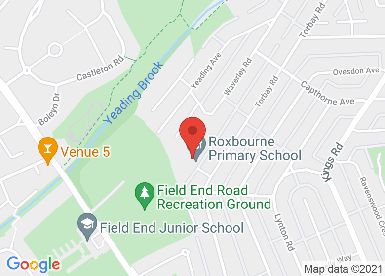 Map showing location of Roxbourne Primary School