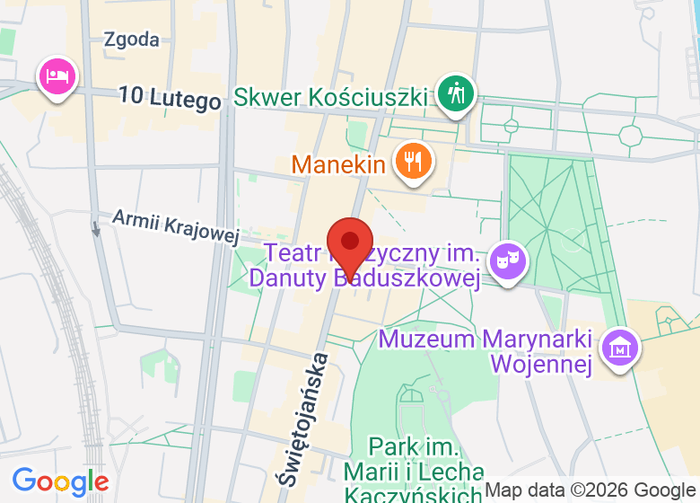 Mapa przedstawiająca lokalizację Świętojańska 35